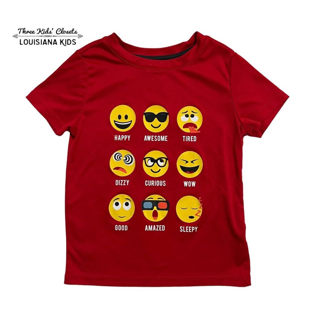 Cat & Jack XS (4-5Y) Red Emoji Athletic Shirt